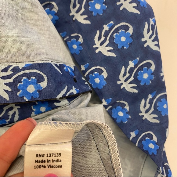 Bella Tu || Lara Block Print Shirtdress Dress Blue Floral Small NWT - Picture 8 of 8